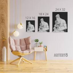 "Artery8 Moses Sculpture Statue Buonarroti Vintage Canvas Wall Art in Black - Size: W18"" x H24""" - thumbnail 4
