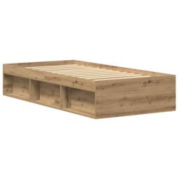 Berkfield Home Bed Frame without Mattress Artisan Oak 75x190 cm Engineered Wood in Brown - thumbnail 4