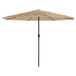 Berkfield Home Garden Parasol with Steel Pole Brown 324x324x247 cm - Size: 324 x 324 x 247 cm - thumbnail 3