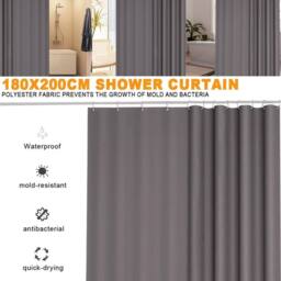 NESTLUNE Waterproof Polyester Fabric Bathtub Curtain Washable Quick in Grey - thumbnail 4