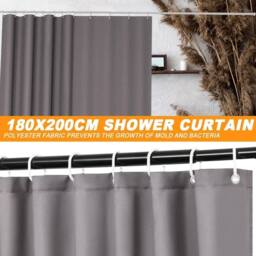 NESTLUNE Waterproof Polyester Fabric Bathtub Curtain Washable Quick in Grey - thumbnail 5