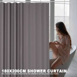 NESTLUNE Waterproof Polyester Fabric Bathtub Curtain Washable Quick in Grey - thumbnail 3