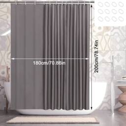NESTLUNE Waterproof Polyester Fabric Bathtub Curtain Washable Quick in Grey - thumbnail 2