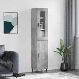 Berkfield Home Highboard Concrete Grey 34.5x34x180 cm Engineered Wood - thumbnail 2
