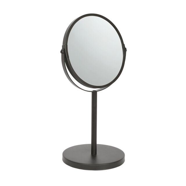 Harbour Housewares Metallic Pedestal Mirror - 18.5 x 34.5cm - Magnifying Makeup Mirror in Black - Size: 18.5 x 34.5 cm - image 1