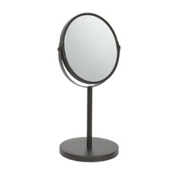 Harbour Housewares Metallic Pedestal Mirror - 18.5 x 34.5cm - Magnifying Makeup Mirror in Black - Size: 18.5 x 34.5 cm