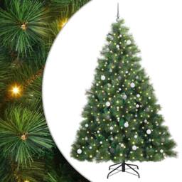 Berkfield Home Artificial Christmas Tree with 300 LEDs Green 240 cm PE & PVC - thumbnail 2
