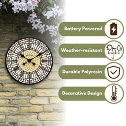Marco Paul Wall Clock 30cm Big Ben Clock Face Roman Numerical Outdoor/Indoor - thumbnail 8