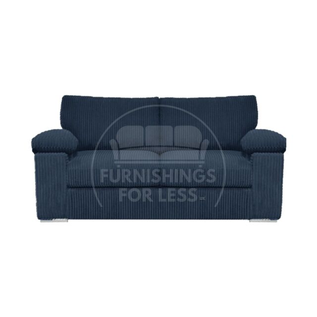 Furnishings For Less UK Delta Large Fabric 2 Seater Sofa With Padded Arms Jumbo Cord in Blue - image 1