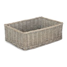 Red Hamper Wicker Grey Wash Storage Tray in Mid Grey - Size: Medium