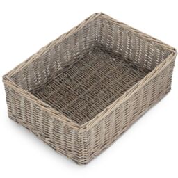Red Hamper Wicker Grey Wash Storage Tray in Mid Grey - Size: Medium - thumbnail 2