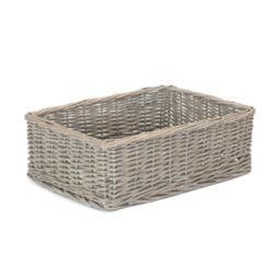 Red Hamper Wicker Grey Wash Storage Tray in Mid Grey - Size: Medium - thumbnail 4