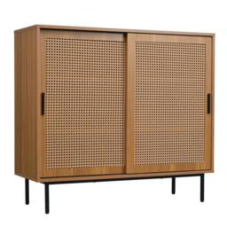 BTM Sideboard Kitchen Cabinet Storage Cupboard Rattan Barn Doors in Brown - thumbnail 9