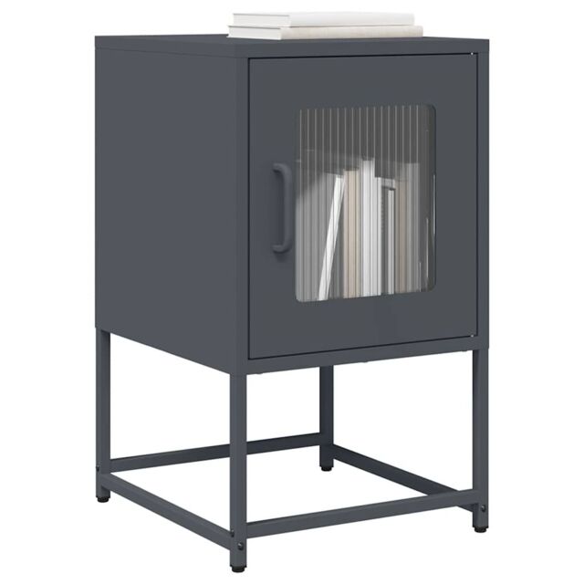 Berkfield Home Bedside Cabinet Anthracite 36x39x60.5 cm Cold-rolled Steel - image 1