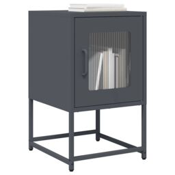 Berkfield Home Bedside Cabinet Anthracite 36x39x60.5 cm Cold-rolled Steel - thumbnail 1