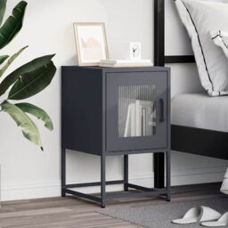 Berkfield Home Bedside Cabinet Anthracite 36x39x60.5 cm Cold-rolled Steel - thumbnail 3