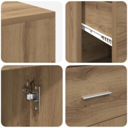 Berkfield Home Corner Desk Artisan Oak 102x88x75 cm Engineered Wood in Turquoise - Size: 102 x 88 x 75 cm - thumbnail 9