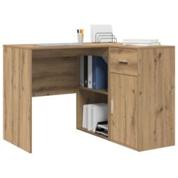Berkfield Home Corner Desk Artisan Oak 102x88x75 cm Engineered Wood in Turquoise - Size: 102 x 88 x 75 cm - thumbnail 3