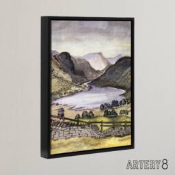 "Artery8 Thirlmere Watercolour Landscape Paul Nash Framed Canvas Wall Art Print - Size: W12"" x H16""" - thumbnail 2