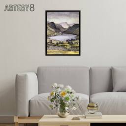 "Artery8 Thirlmere Watercolour Landscape Paul Nash Framed Canvas Wall Art Print - Size: W12"" x H16""" - thumbnail 3