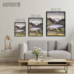 "Artery8 Thirlmere Watercolour Landscape Paul Nash Framed Canvas Wall Art Print - Size: W12"" x H16""" - thumbnail 4