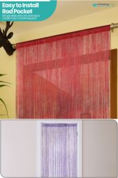 Neel Blue Glitter String Curtain Polyester Fringe Panel Spaghetti Tassel Curtain, 200cm x 90cm in Red - Size: 200 cm x 90 cm - thumbnail 6