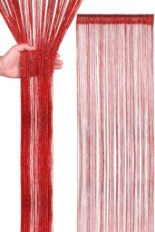 Neel Blue Glitter String Curtain Polyester Fringe Panel Spaghetti Tassel Curtain, 200cm x 90cm in Red - Size: 200 cm x 90 cm