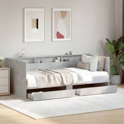 Berkfield Home Versatile Daybed with Drawers without Mattress Concrete Grey 90x1 - thumbnail 2