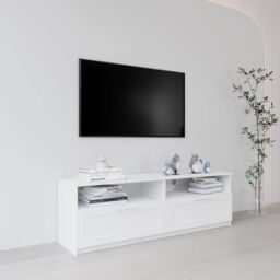 Home Source White TV Floor Stand 2 Drawer Modern Media Console Living Room Storage - thumbnail 2