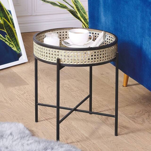 Wyld and Coco Detachable Top Round Side Table - Matt Black 36 cm in Natural - image 1