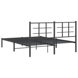 Berkfield Home Metal Bed Frame without Mattress with Headboard Black 160x200cm - Size: 160x200 cm - thumbnail 7