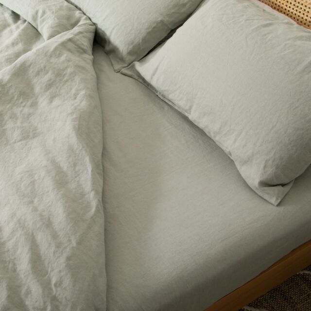Native Natural Stone Single 100% Linen Fitted Sheet (90x190cm) - Size: Single Fitted - image 1