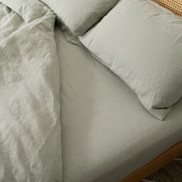 Native Natural Stone Single 100% Linen Fitted Sheet (90x190cm) - Size: Single Fitted
