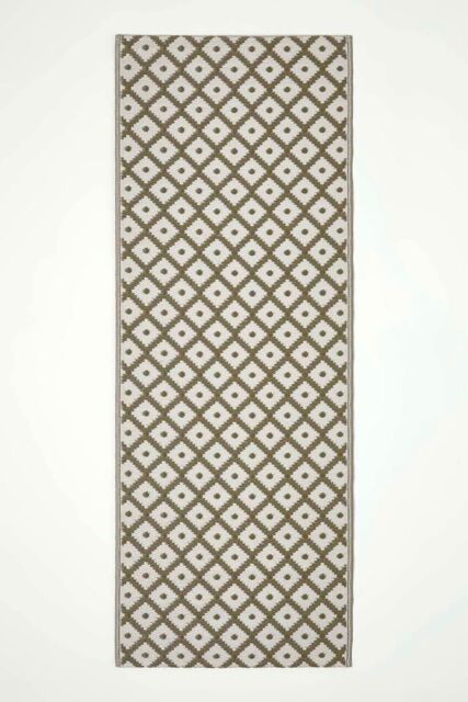 Homescapes Luxury Outdoor Rug Waterproof Reversible, Green May Geometric in Olive - Size: 75 cm x 200 cm - image 1