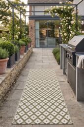Homescapes Luxury Outdoor Rug Waterproof Reversible, Green May Geometric in Olive - Size: 75 cm x 200 cm - thumbnail 8