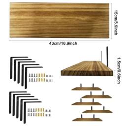 Ventryn 5 Piece Rustic Floating Wall Shelves Wooden Display Storage in Light Oak - thumbnail 2