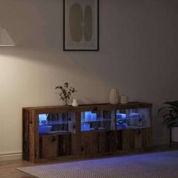 Berkfield Home Sideboard with LED Lights Old Wood 181.5x37x67 cm Engineered Wood in Brown - thumbnail 5