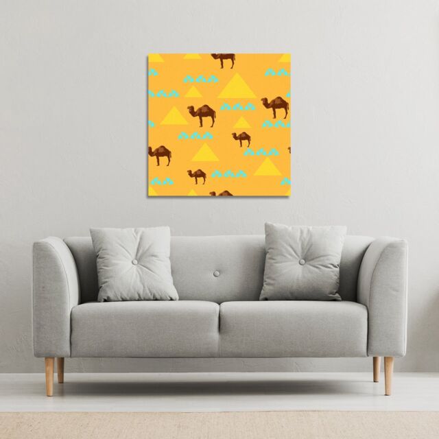 Benjamin Tate Design Camels & Pyramids (Canvas Print) / 101 x 101 x 4cm in Natural - Size: 101 x 101 x 4 cm - image 1