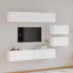 Berkfield Home Classic 4 Piece TV Cabinet Set White Engineered Wood - thumbnail 2