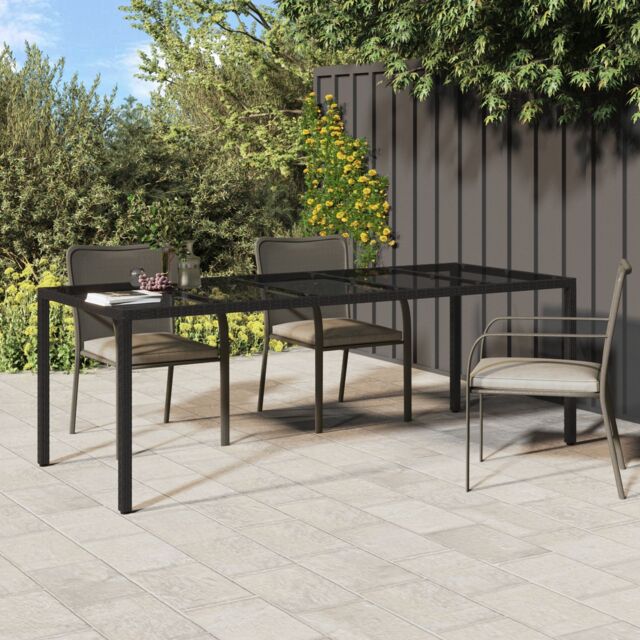Berkfield Home Garden Dining Table Black 250x100x75 cm Poly Rattan - Size: 250 x 100 x 75 cm - image 1