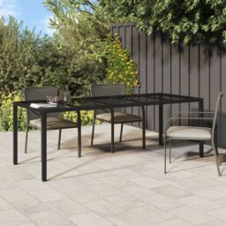 Berkfield Home Garden Dining Table Black 250x100x75 cm Poly Rattan - Size: 250 x 100 x 75 cm - thumbnail 1