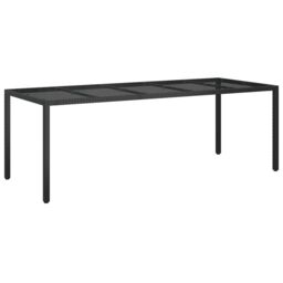 Berkfield Home Garden Dining Table Black 250x100x75 cm Poly Rattan - Size: 250 x 100 x 75 cm - thumbnail 2