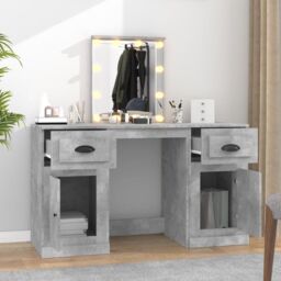 Berkfield Home Dressing Table with LED Concrete Grey 130x50x132.5 cm - thumbnail 3