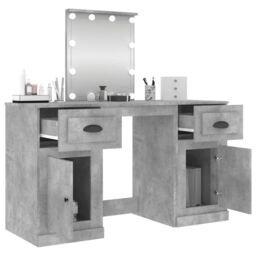 Berkfield Home Dressing Table with LED Concrete Grey 130x50x132.5 cm - thumbnail 5