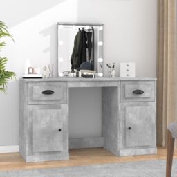 Berkfield Home Dressing Table with LED Concrete Grey 130x50x132.5 cm