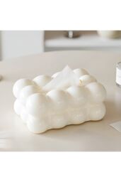 Living and Home Stylish Cloud-Shaped Ceramic Tissue Box Cover Decorative Napkin Holder Tissue Dispenser Storage Container in Cream - thumbnail 2