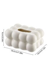 Living and Home Stylish Cloud-Shaped Ceramic Tissue Box Cover Decorative Napkin Holder Tissue Dispenser Storage Container in Cream - thumbnail 3