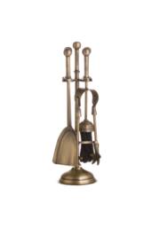 KDMD Ball Topped Antique Brass Fireplace Companion Set - Traditional Style in Bronze - thumbnail 2