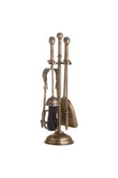 KDMD Ball Topped Antique Brass Fireplace Companion Set - Traditional Style in Bronze