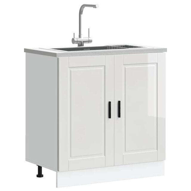 "Berkfield Home Sink Base Cabinet¬†""Porto"" High Gloss White 80x46x81.5 cm¬†Engineered Wood - Size: 80x46x81.5 cm" - image 1